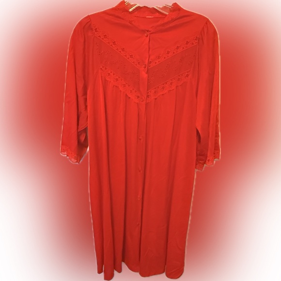 Vintage Red Nylon Robe - Picture 1 of 5